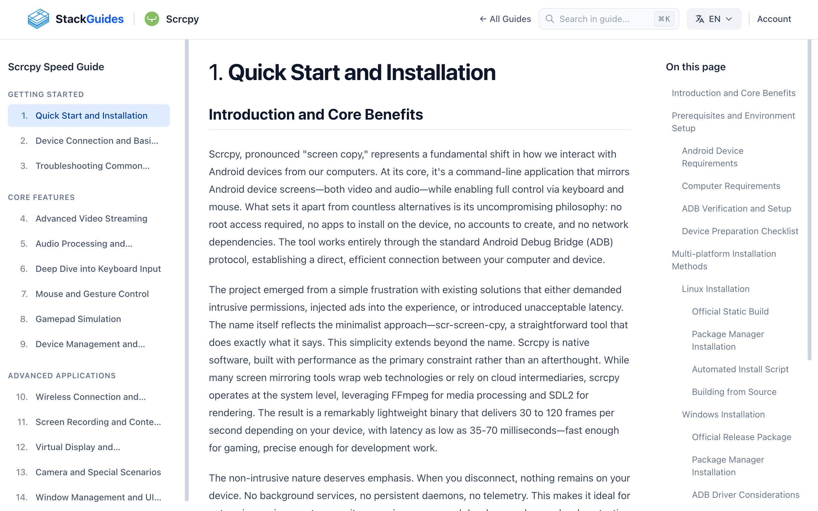 StackGuides Interface